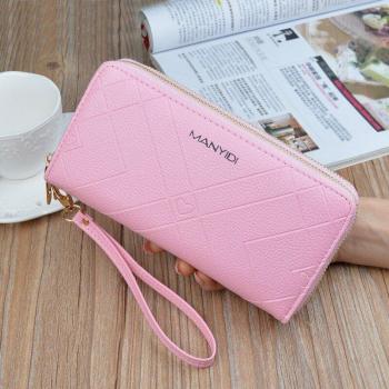 Cartera larga de mujer PU con compartimento para teléfono