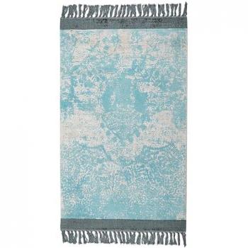 Beliani Akarsu Tappeto Vintage Frangi 80x150 cm Blu e Beige