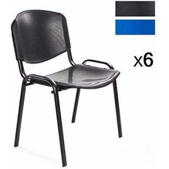 Notek Set Di 6 Sedie Per Sala Attesa Ufficio Studio Conferenze Riunione Ospite Impilabili In Plastica Nera