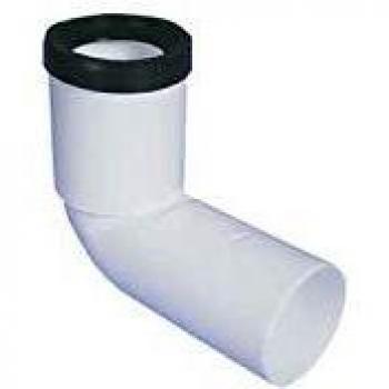 Conector de Codo WC Extendido en Color Blanco PP 90 mm
