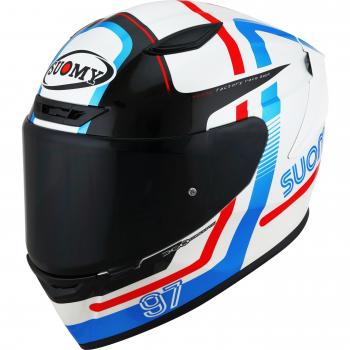 Capacete Suomy Track‑1 Ninety Seven 2023 L en colores blanco, rojo y azul