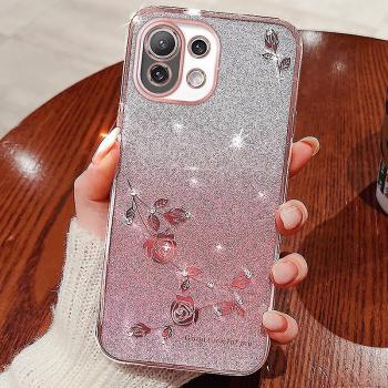 Cubierta de Flores con Brillantes para Mi 11 Lite 4G/5G