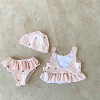 Korean Cherry Print Backless Swimwear for Babies