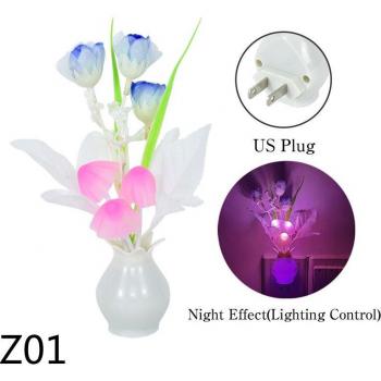 Luz nocturna de seta rosa y lila