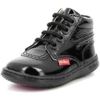 Kickbillista bottillons en cuir noir vernis pour fille