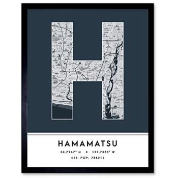 Modern Japanese City Map Typography Poster – Hamamatsu Edition
