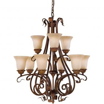 Lampadario multibraccio Sonoma Valley 9 luci finitura tartaruga invecchiata E27
