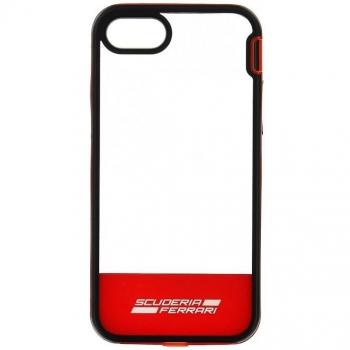Funda Ferrari para Apple iPhone 8/7 Shockproof Racing transparente roja