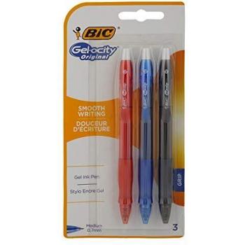 BIC Gel-Ocity Original Smooth Writing Gel Ink Ballpoint Pens - Pack of 3