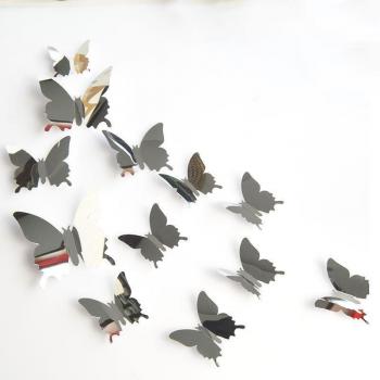 Autocollant mural miroir papillon 3D pour décoration