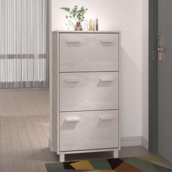 VidaXL Shoe Cabinet HAMAR White 59.5x35x117 cm Solid Wood Pine