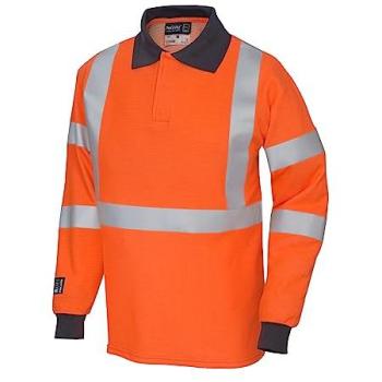 Pegdev Men’s XL Orange FR Arc Long Sleeve Polo Shirt