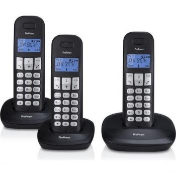 Téléphone fixe sans fil triple PDX-1130 Noir