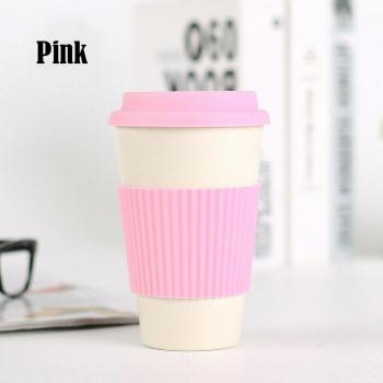 Vaso de viaje de paja de trigo con tapa de silicona