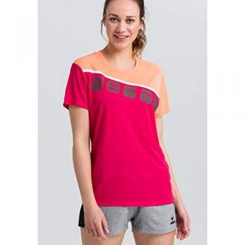 Erima Women's 5-C T-shirt - Love Rose / Peach / White 48