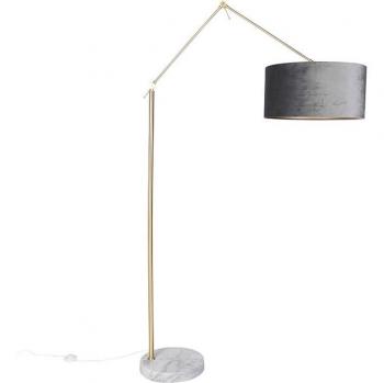 Lámpara de pie moderna dorada con pantalla gris de terciopelo 50cm
