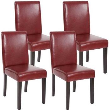 Küchenstuhl Littau 4er-Set ~ Kunstleder, rot-braun, dunkle Beine