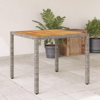 Vidaxl Acacia Wood Top Garden Table Grey 90x90x75 cm Poly Rattan