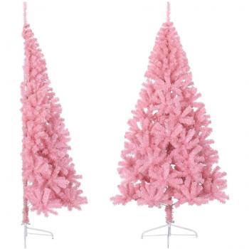 Pink 210 cm PVC Artificial Half Christmas Tree with Stand vidaXL