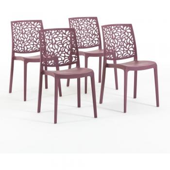 Chaises Anna – Palette Rose-Mauve, Résine Renforcée, 4 pièces