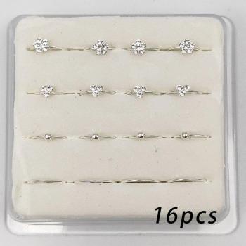 16pcs 22G Nose Hoop Earrings - Sterling Silver