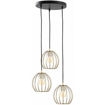 Keter Trio Globe Ceiling Light – 30 cm, Black/Gold, 3×E27