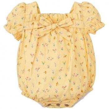 Pelele de bebe niña en color amarillo elaborado con el mejor algodón con motivos florales