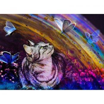 Pittura Creativa 5D: Gatti, Farfalle e Strass su Tessuto