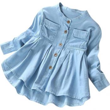 Mädchen Hemdkleid aus Denim in Blau