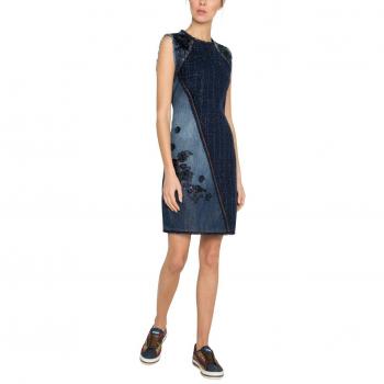 Desigual Vest_achille, vestido Mujer, Azul (Denim Dark Blue 5008), 34