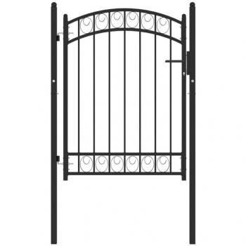 Arched Top Steel Fence Gate 100x125 cm Black Vidaxl