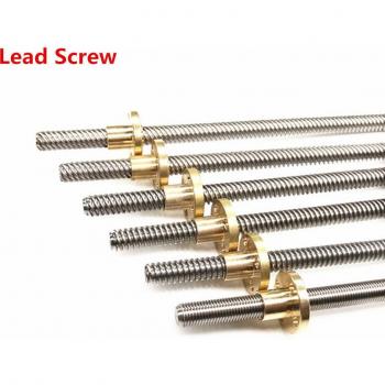 T8 Trapezoidal Lead Screw 8mm OD 8mm Pitch 2mm Stainless Steel with Brass Nut