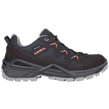 Lowa Sirkos Evo GTX Low Top Suede Textile Women's Waterproof Shoes - Colour: Navy Salmon