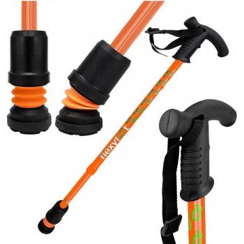 Flexyfoot Telescopic Stick in Orange with Derby Handle
