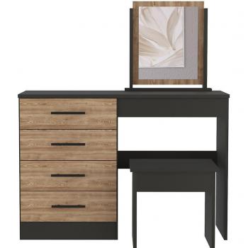 Mesa de maquillaje TUHOME Kaia con espejo y asiento, multicolor