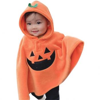 Toddler Baby Girls Halloween Cloak with Ghost and Pumpkin Design (9M-4Y)
