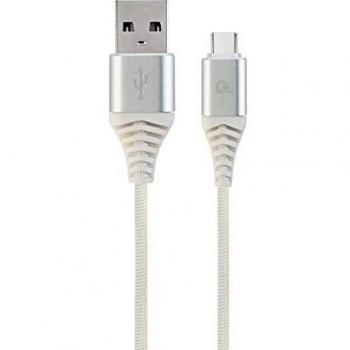 Cavo USB 2.0 Type-C a USB A 2 metri intrecciato argento e bianco