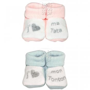 Chaussons bébé J'aime ma Tata - Lot 2 paires (Bleu)