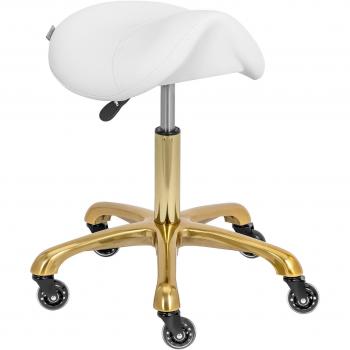 Sgabello ergonomico a sella - 57-75 cm - 150 kg - Bianco, oro