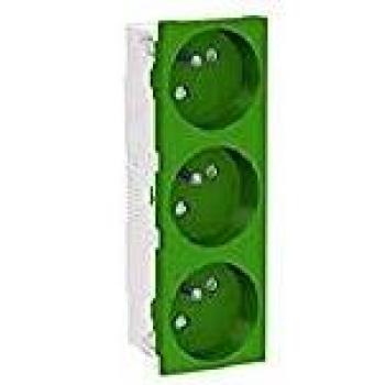 Unica prise de courant triple 2P+T vert 45°