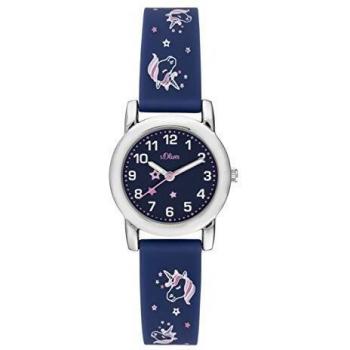 Mädchen Analoguhr s.Oliver – Quarzwerk, Silikonarmband, Modell SO‑3915‑PQ