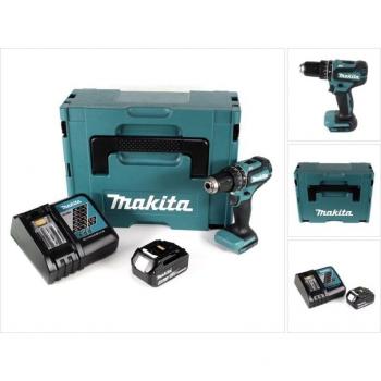 Makita DHP485 RM1J – Perceuse visseuse sans fil 18 V avec batterie 4,0 Ah et accessoire complet