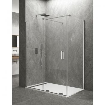 Mampara de Ducha Angular Allstone Keres 1+1 – Sin Perfil Inferior y Superior, 140x70 cm con Barra Perpendicular