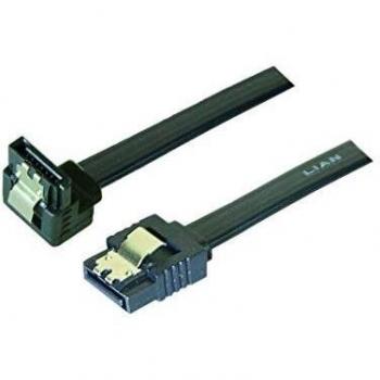Câble SATA 6GB/s coude bas slim sécurisé (noir) - 50 cm