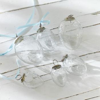 Set di 6 uova di Pasqua trasparenti con manico (10 cm)