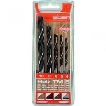 ALPEN 5-Piece Wood Spiral Drill Bit Set (TM5, Diameter 4-10 mm)