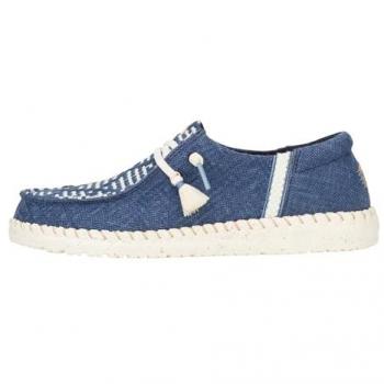 Mocasines de Cordón Mujer Azul, Modelo Wendy Funk, Yute y Algodón