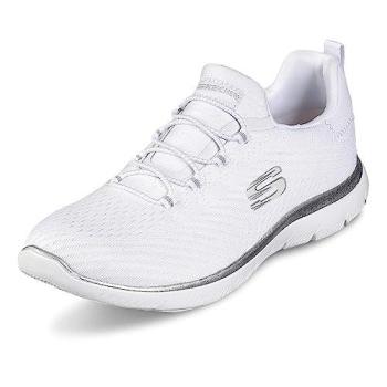 Skechers Donna Summits Fast Attraction Sneaker Bianco Argento Vegan 40