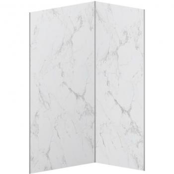 Juego de 2 Paneles Ducha Mármol Blanco – L90xL120xAlt210 cm