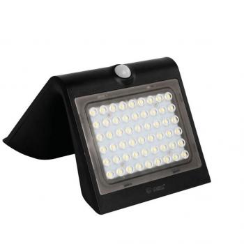 Aplique solar LED, 4W, 6000K, negro, con sensor de movimiento y crepúsculo